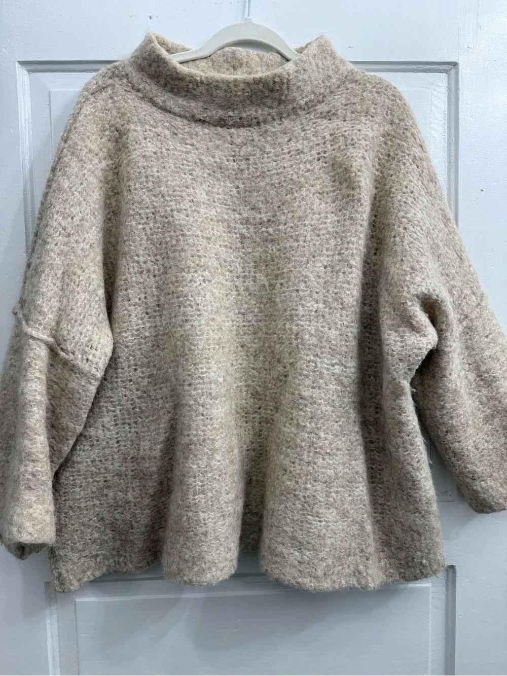 Free People Plush Funnel Neck Sweater in Beige